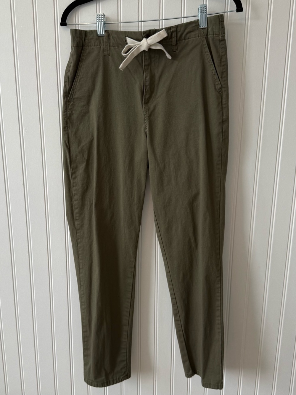 Kensie Rolled Hem Drawstring Girlfriend Pants Size 8 Olive Green Chino Crop